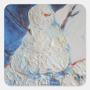 Snögubbe Sticker Fyrkantigt Klistermärke
