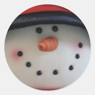 Snögubbe Sticker Runt Klistermärke