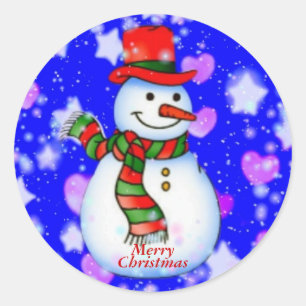 Snögubbe Sticker Runt Klistermärke