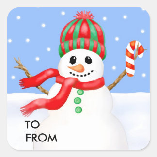 Snögubbe Stickers Fyrkantigt Klistermärke