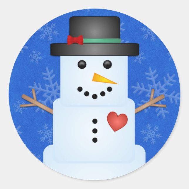 Snögubbe Stickers Runt Klistermärke (Framsida)