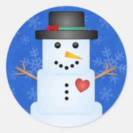 Snögubbe Stickers Runt Klistermärke