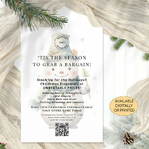 Snögubbe Store-julklapp erbjuder QR-utskrivbart ko Inbjudningar