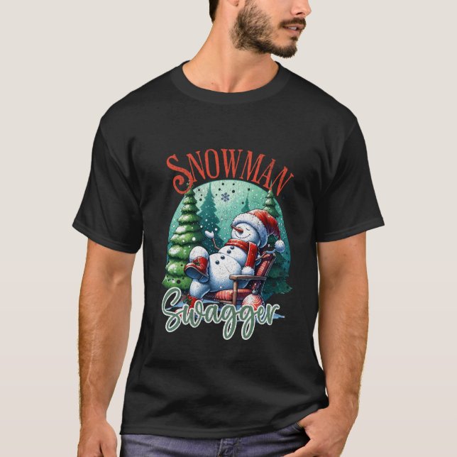 Snögubbe Swagger jul Kväll T Shirt (Framsida)