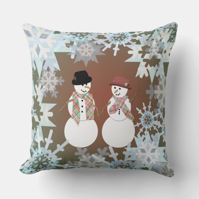 Snögubbe Sweethearts Kudde (Framsida)