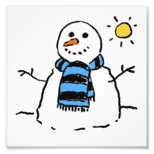 Snögubbe Tecknad Fototryck