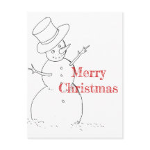 snögubbe teckning julkort