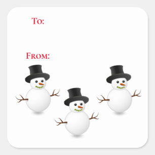 Snögubbe till och från Märkrn Gift Fyrkantigt Klistermärke