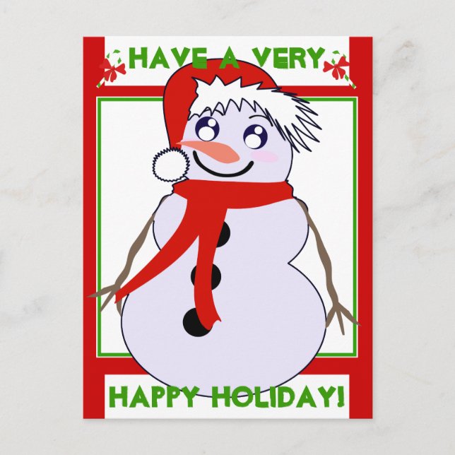 Snögubbe Toon Red Helgdag! vykort (Framsida)