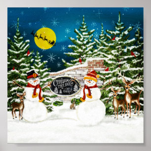 Snögubbe Träd Farm Poster