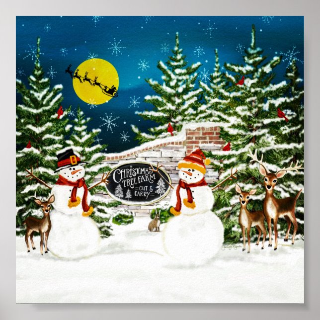 Snögubbe Träd Farm Poster (Framsidan)
