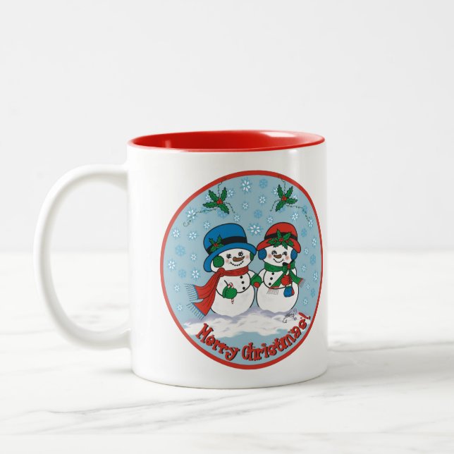 Snögubbe Två-Tonad Mugg (Vänster)