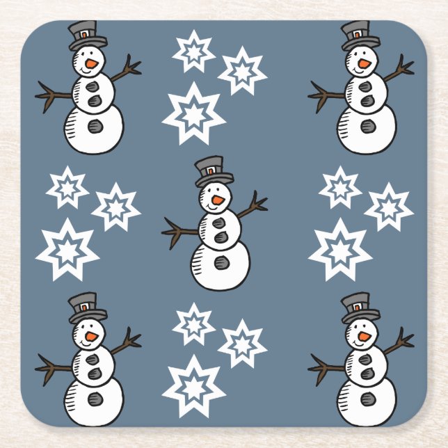 Snögubbe Underlägg Papper Kvadrat (Framsidan)