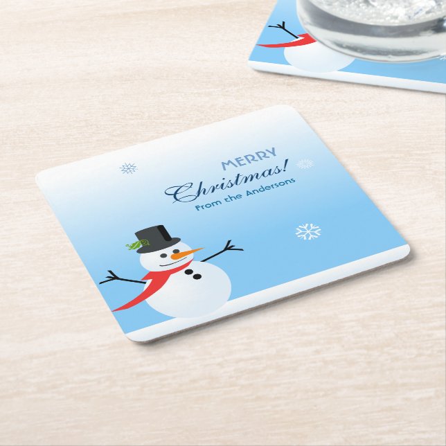 Snögubbe Underlägg Papper Kvadrat (Vinklad)