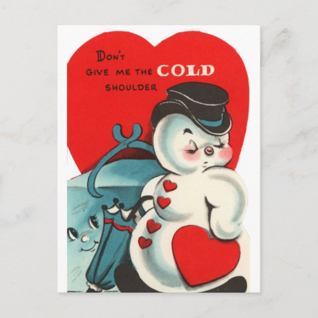 Snögubbe Valentine Card Helg Vykort (Framsida)