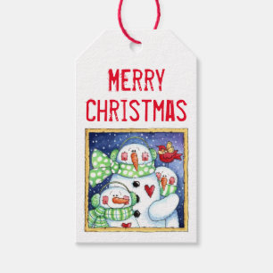 Snögubbe vänner presentetikett