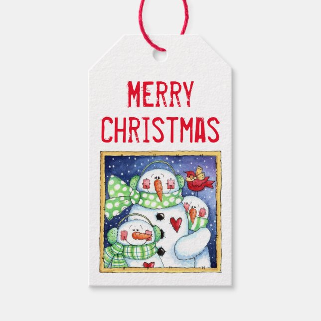Snögubbe vänner presentetikett (Framsidan)