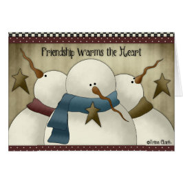 Snögubbe Vänskap Varm hjärtkortet Hälsningskort