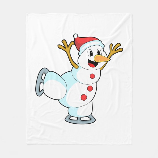 Snögubbe vid isfiske med isskiffer.PNG Fleecefilt (Framsidan)