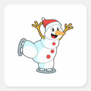 Snögubbe vid isfiske med isskiffer.PNG Fyrkantigt Klistermärke