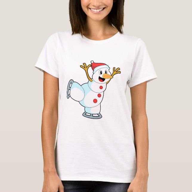 Snögubbe vid isfiske med isskiffer.PNG T Shirt (Framsida)