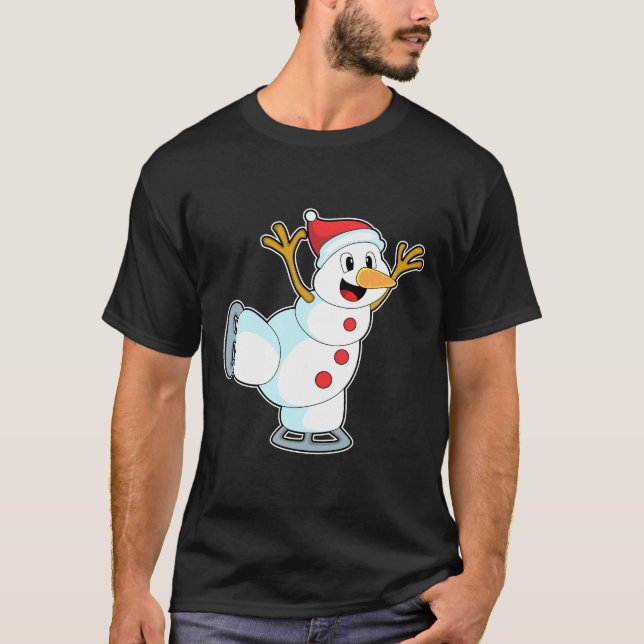 Snögubbe vid isfiske med isskiffer.PNG T Shirt (Framsida)