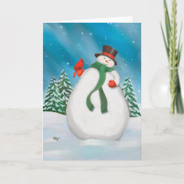 Snögubbe vid nattJulhälsningar kort