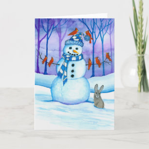 Snögubbe vilda fåglar Helgdag by Bihrle Helgkort