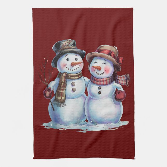 Snögubbe Vintage-Helgdag Kökshandduk (Vertikal)