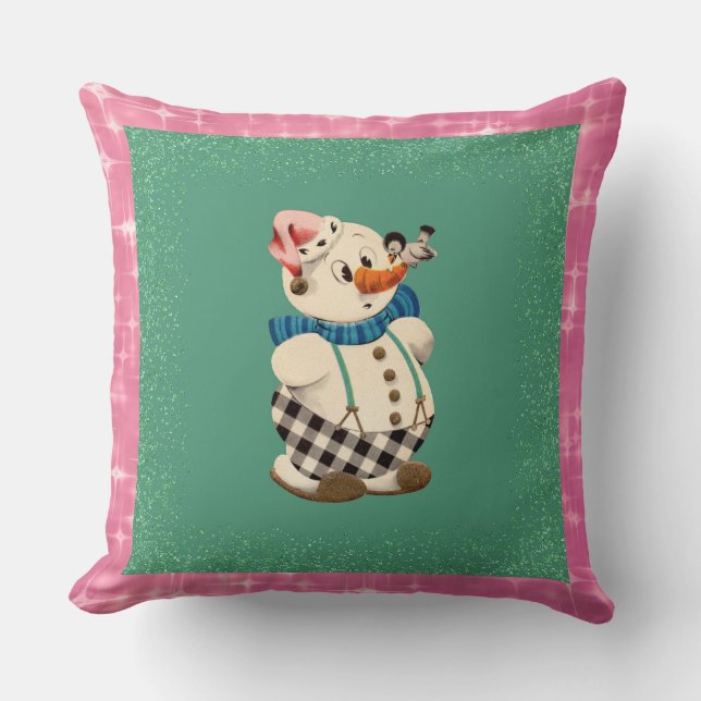 Snögubbe Vintage jul Kudde (Framsida)