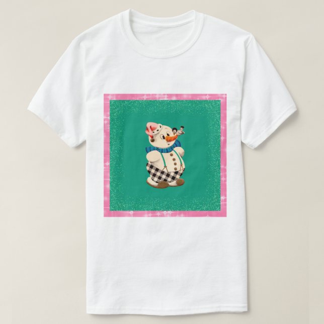 Snögubbe Vintage jul Tee Shirt (Design framsida)