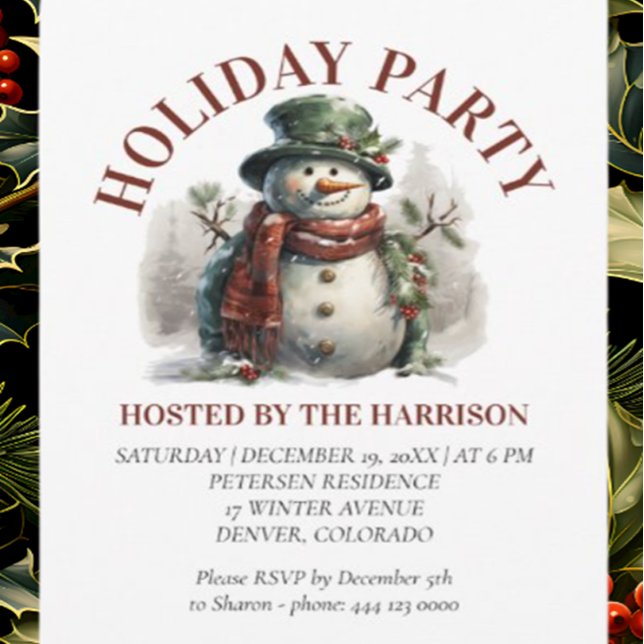 Snögubbe Vintage  Önskemål Papper Plattor Inbjudningar (Shop Holiday Cards & Christmas Cards With Beautiful Designs)