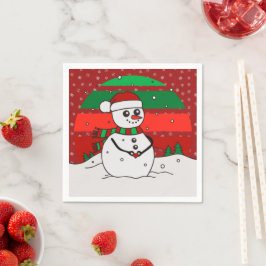 Snögubbe Vintage Rainbow Snöflingor Red Grönt Pappersservett