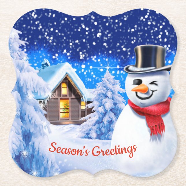Snögubbe vinterjul underlägg papper (Framsida)