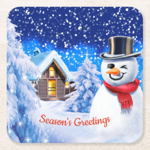 Snögubbe vintern, underland jul underlägg papper kvadrat