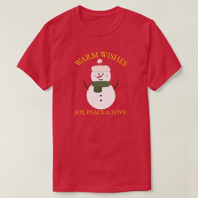 Snögubbe Warm Önskemål Joy Peace Kärlek i Guld T Shirt (Design framsida)