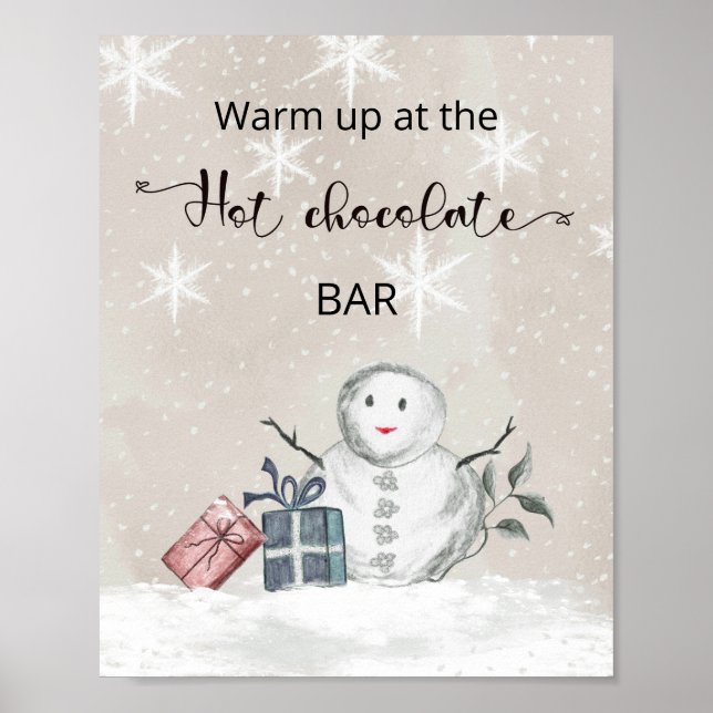 Snögubbe Warm uppe på hett Choklad pub Poster (Framsidan)