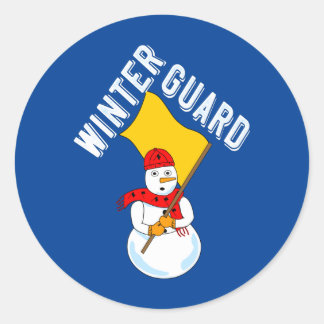 Snögubbe Winter Guard Classic Round Sticker Runt Klistermärke