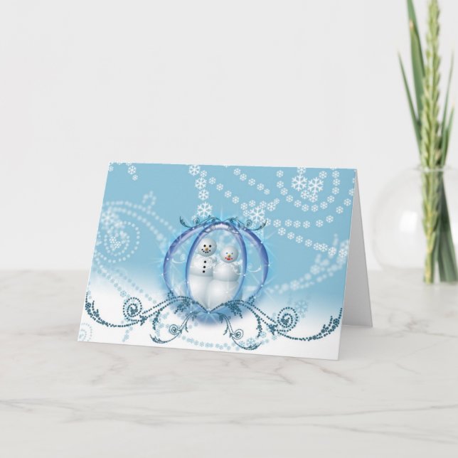 Snögubbe Winter Helgdag Snowflake Julafton Blank I Helgkort (Framsida)
