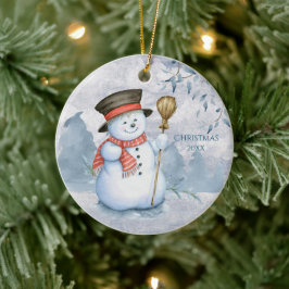 Snögubbe Winter Personalize Year Keepsak Cute Jula Julgransprydnad Keramik