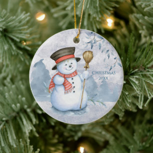 Snögubbe Winter Personalize Year Keepsak Cute Jula Julgransprydnad Keramik