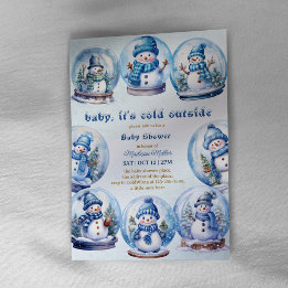 Snögubbe Winter Theme Pojke Shower Inbjudningar