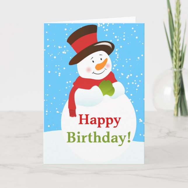 Snögubbe Winter Wonderland Birthday Greeting Card Kort (Framsida)