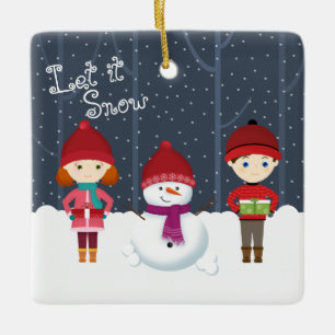 Snögubbe Winter Wonderland Julgransprydnad Keramik