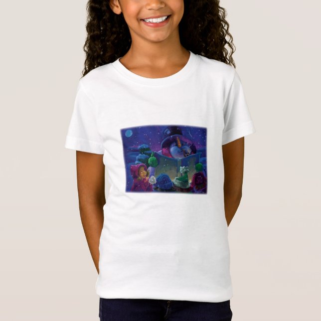 Snögubbe Wintertime Reading Art T-shirt (Framsida)