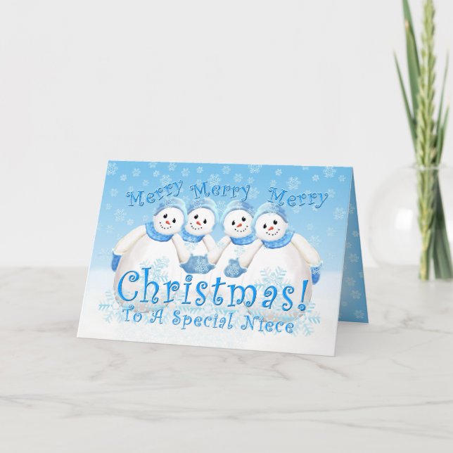 Snögubbe Wonderland for Niece Card Helgkort (Framsida)