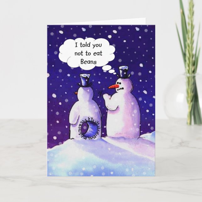 Snögubbear äter inte bönor!!!! helgkort (Framsida)