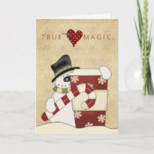 Snögubbear med kaffe helgkort