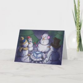 Snögubbear som campar ut helgkort