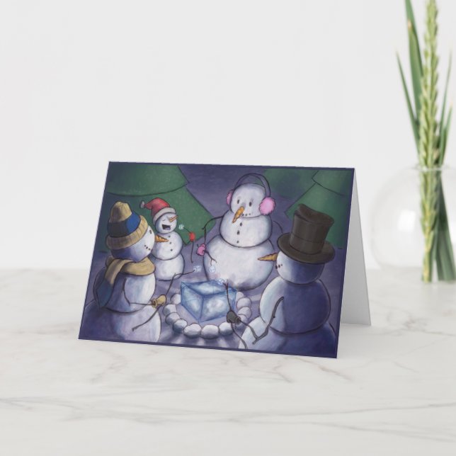 Snögubbear som campar ut helgkort (Framsida)